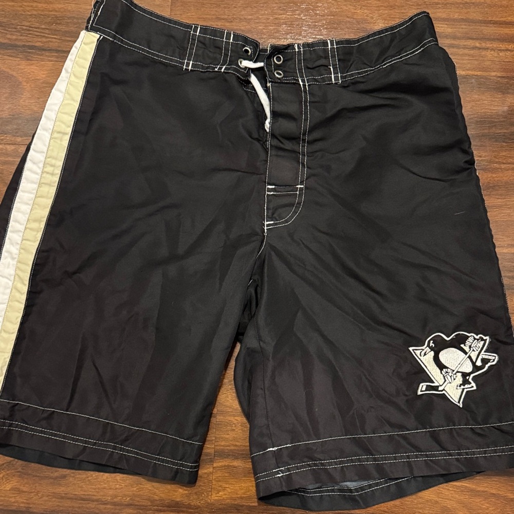 Men's Black and Gold Swim Trunks